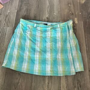 basic editions green blue plaid skort shorts skirt